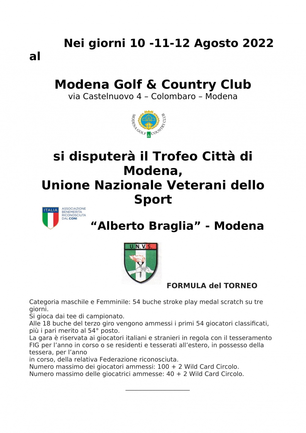 UNVS Modena - Torneo di Golf