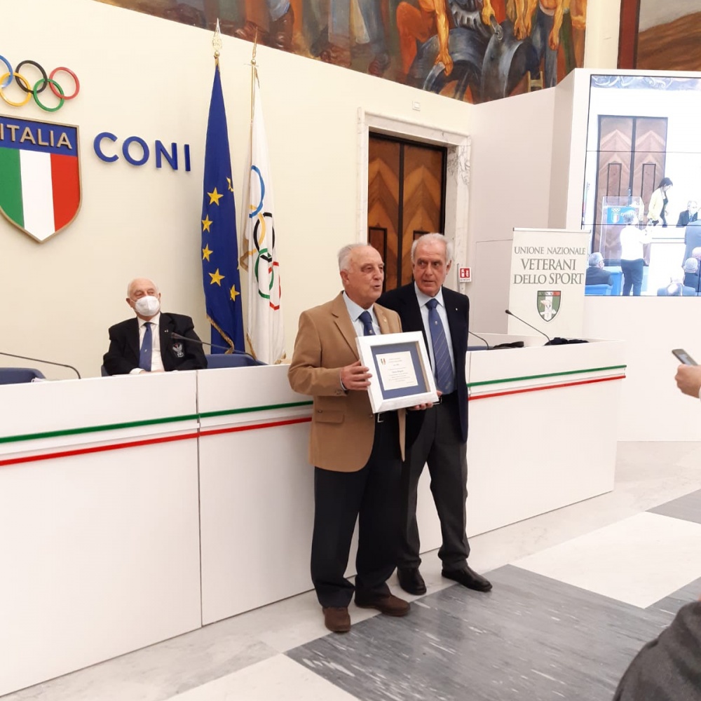 Ettore Biagini (a sinistra) e Alberto Scotti nel Salone d'onore del CONI - 13 Marzo 2021, Roma